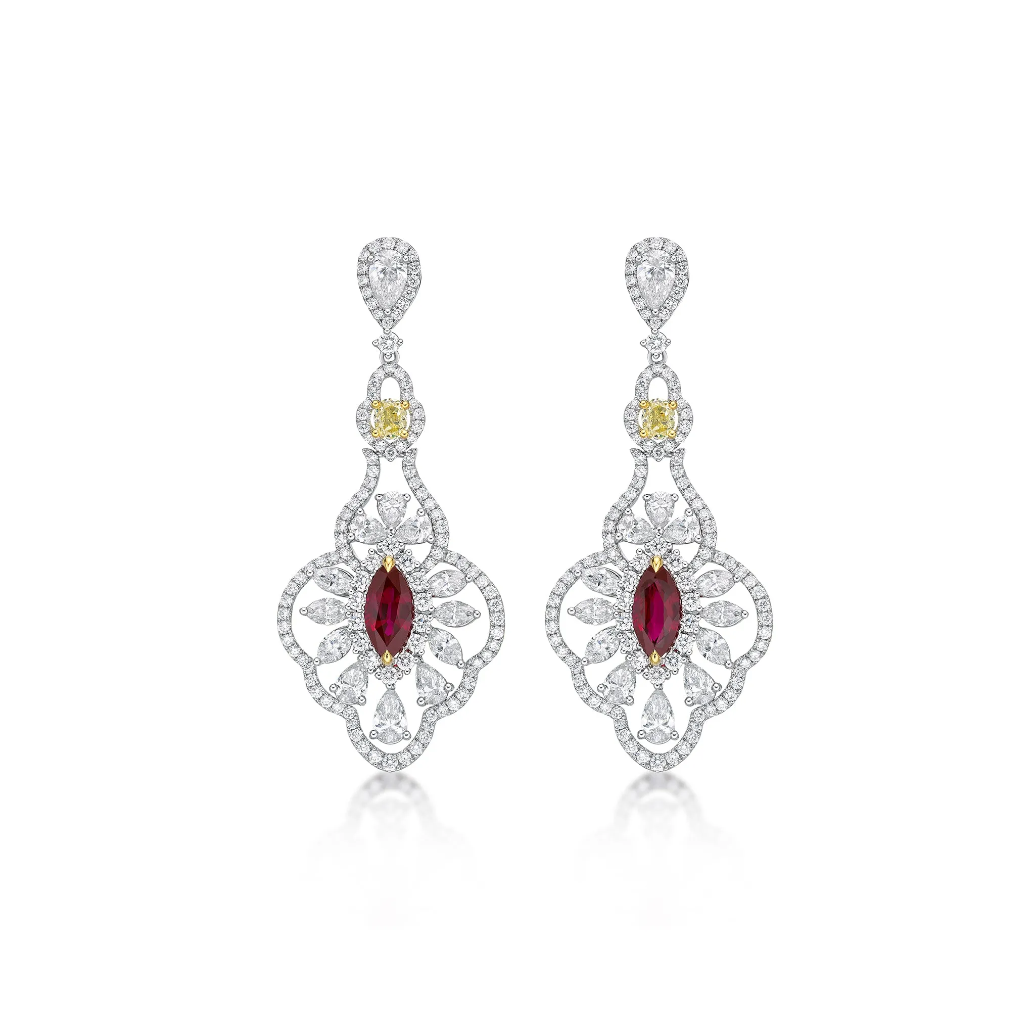 GIA Certified 2.17CT Pigeon Blood Ruby & Diamond Earring