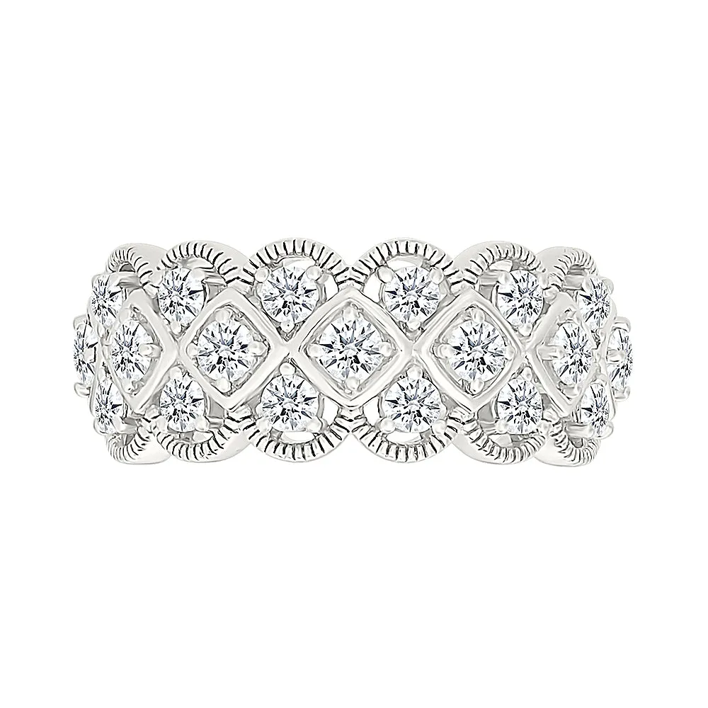 Gold & Diamond Grid Ring