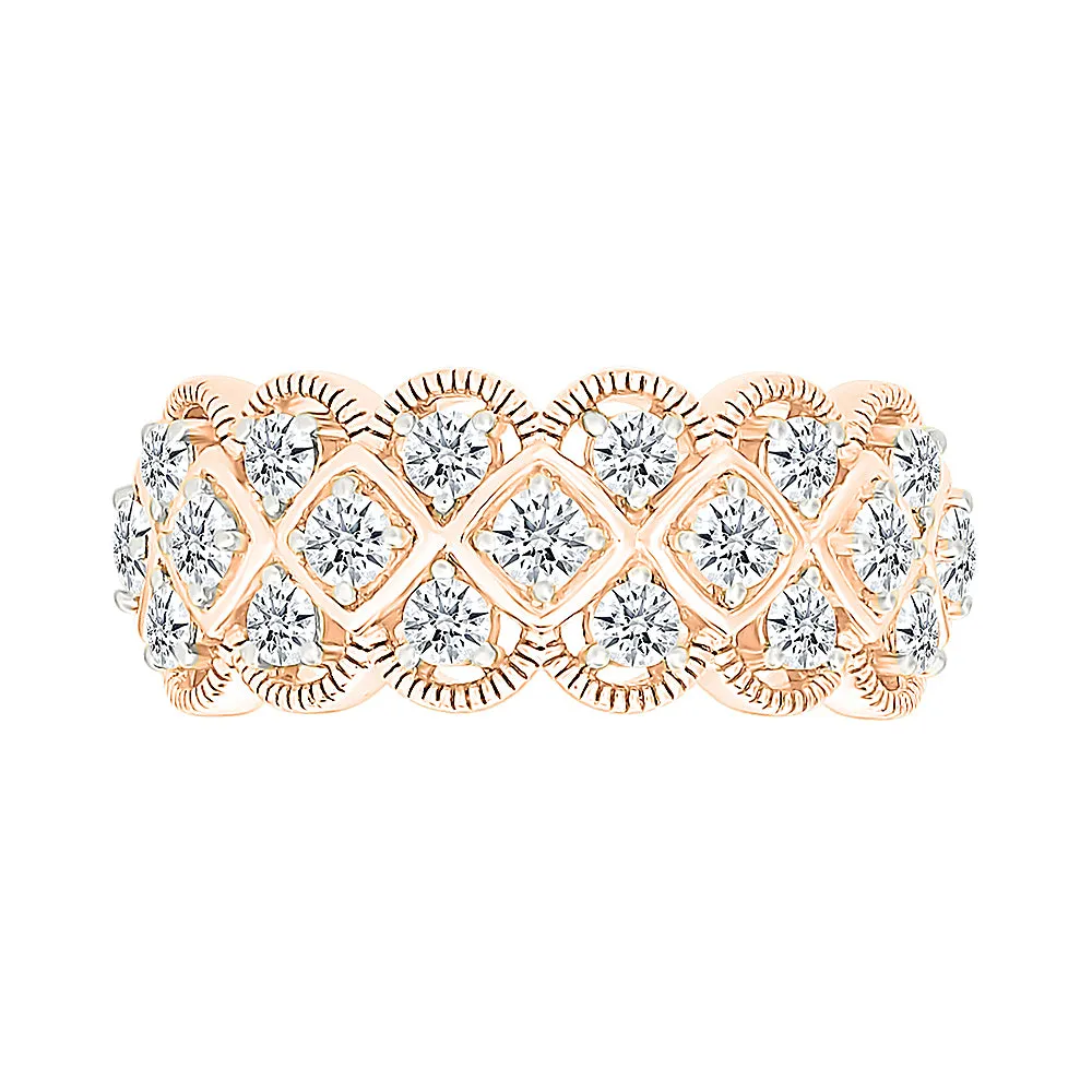 Gold & Diamond Grid Ring