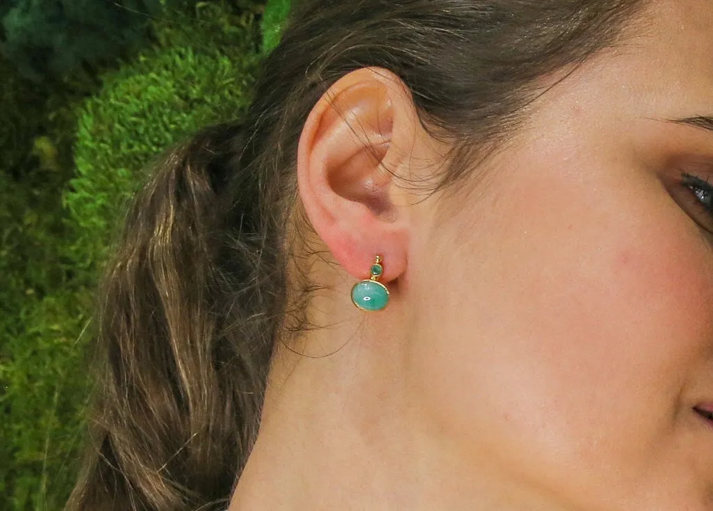 Gold Emerald Earrings - Natural Emerald Earrings, May Birthstone Earrings