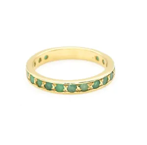 Gold Emerald Eternity Ring, Natural Emerald Ring, Emerald Gold Band