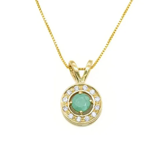 Gold Emerald Pendant - Natural Emerald Necklace, May Birthstone Necklace