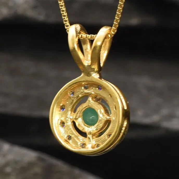 Gold Emerald Pendant - Natural Emerald Necklace, May Birthstone Necklace