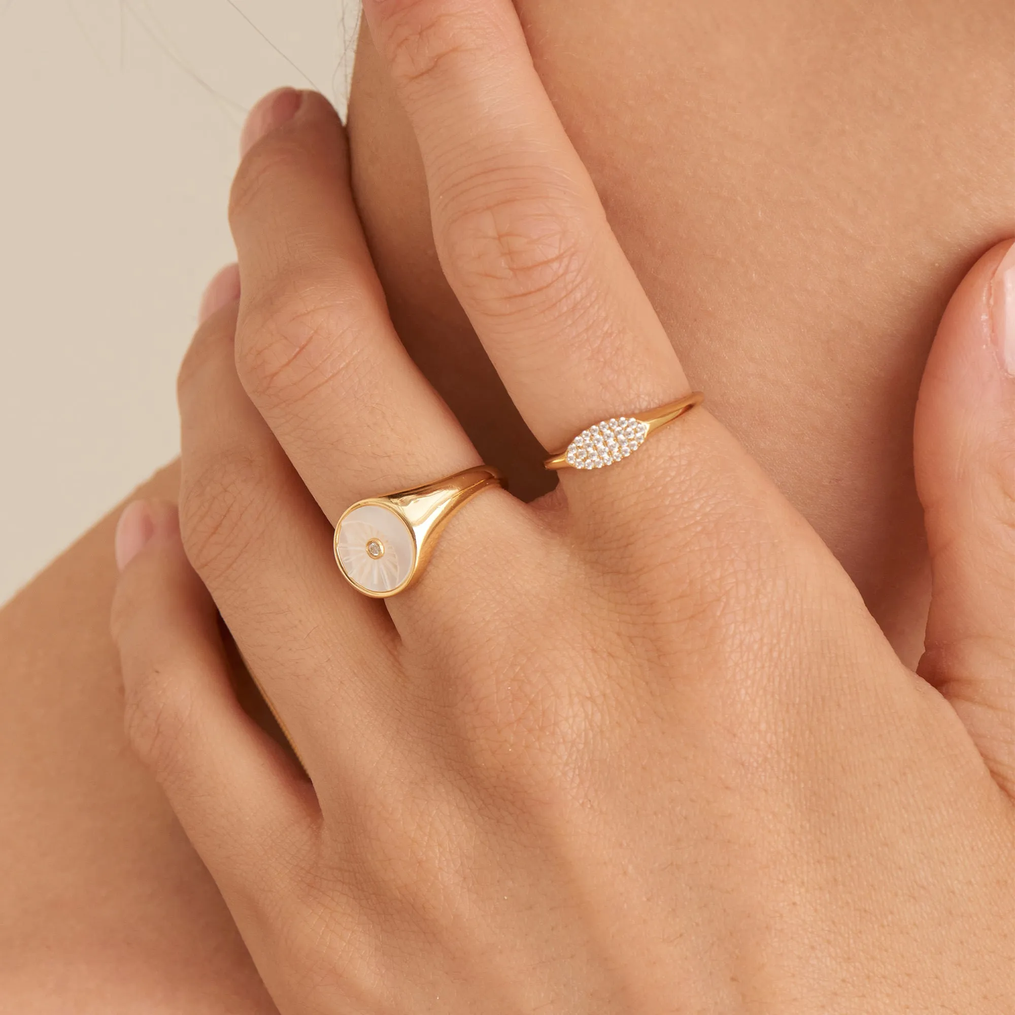 Gold Glam Adjustable Signet Ring