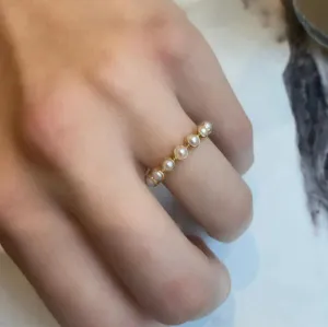 Gold Pearl Band Ring