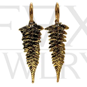 Golden Fern Hoop Earrings