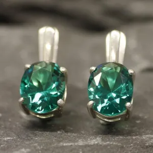 Green Emerald Earrings - Classic Emerald Studs, Green Oval Earrings