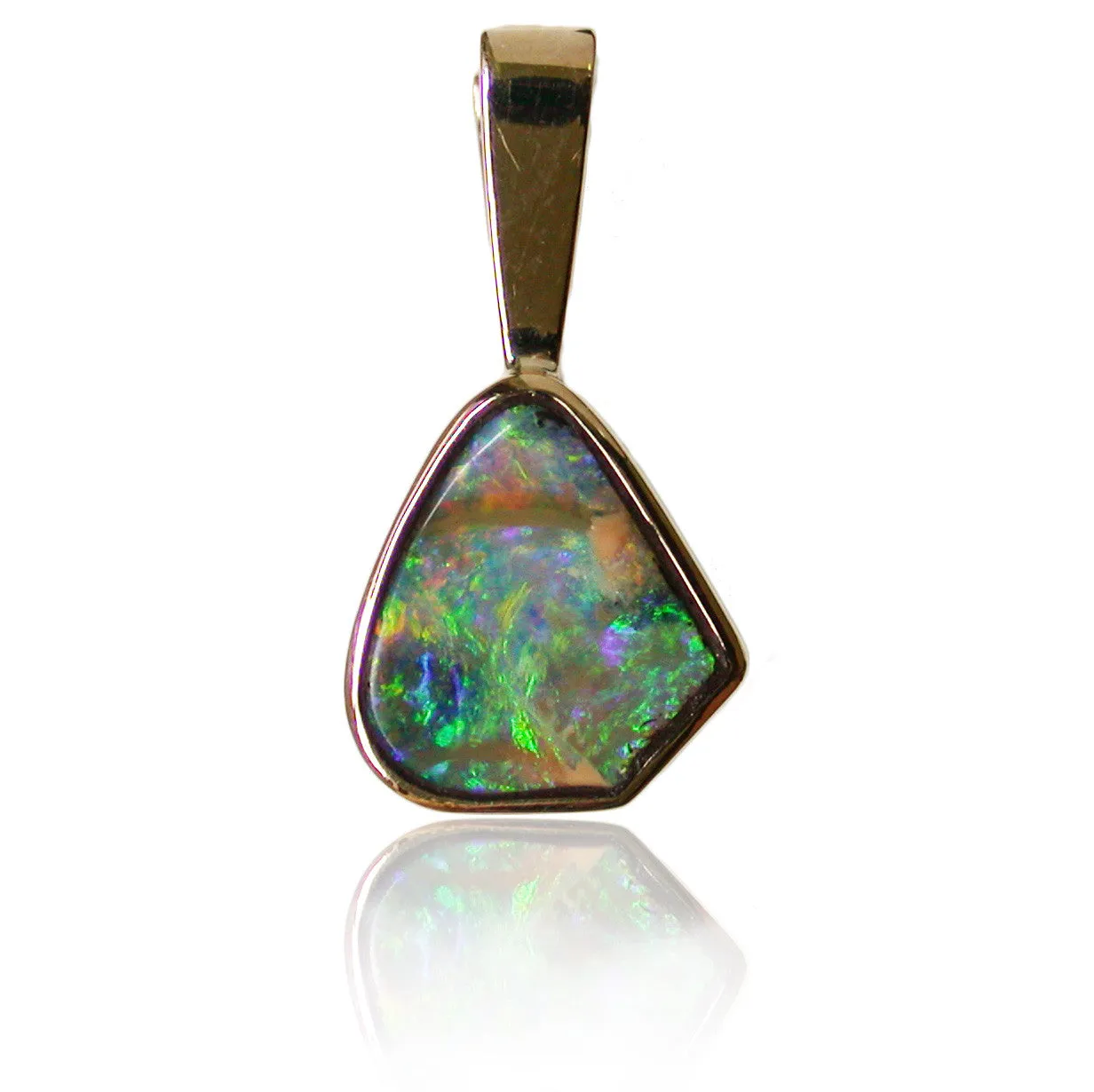 Green Multi Coloured Opal Pendant