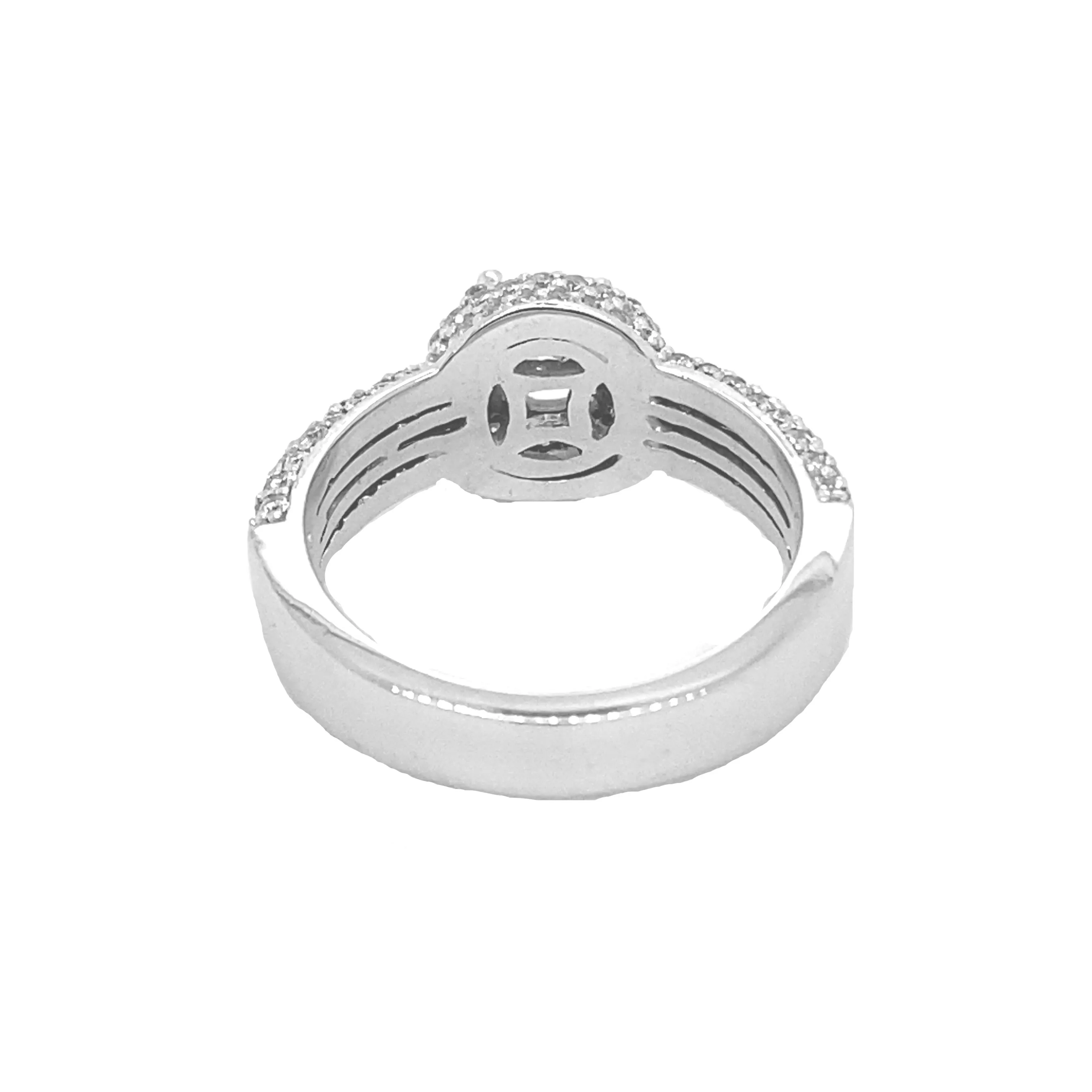 Halo Solitaire Ring White Gold R082N