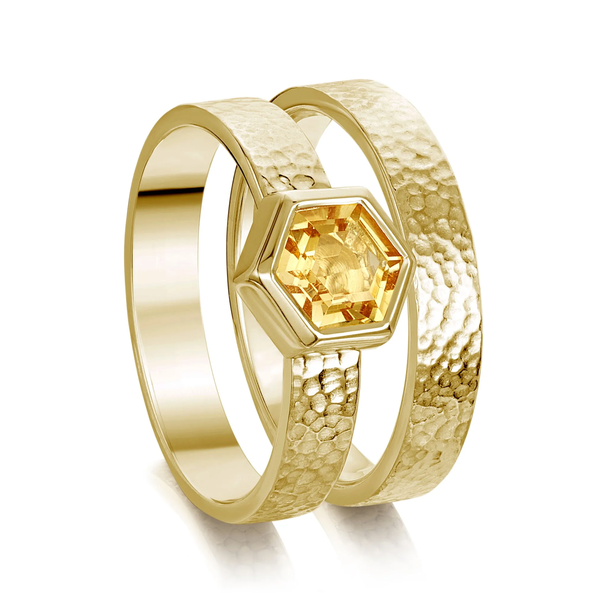 Honeycomb 6mm Citrine Ring Set in 9ct Yellow Gold