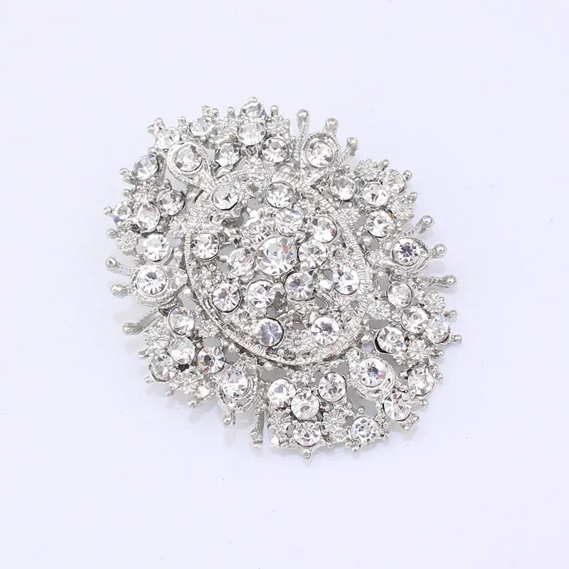 Hot Sale Fashion Men Jewelry Pin - Oval Clear Crystal Rhinestone Sparkly Brooch Pin Jewelry, Item No.: BH7103