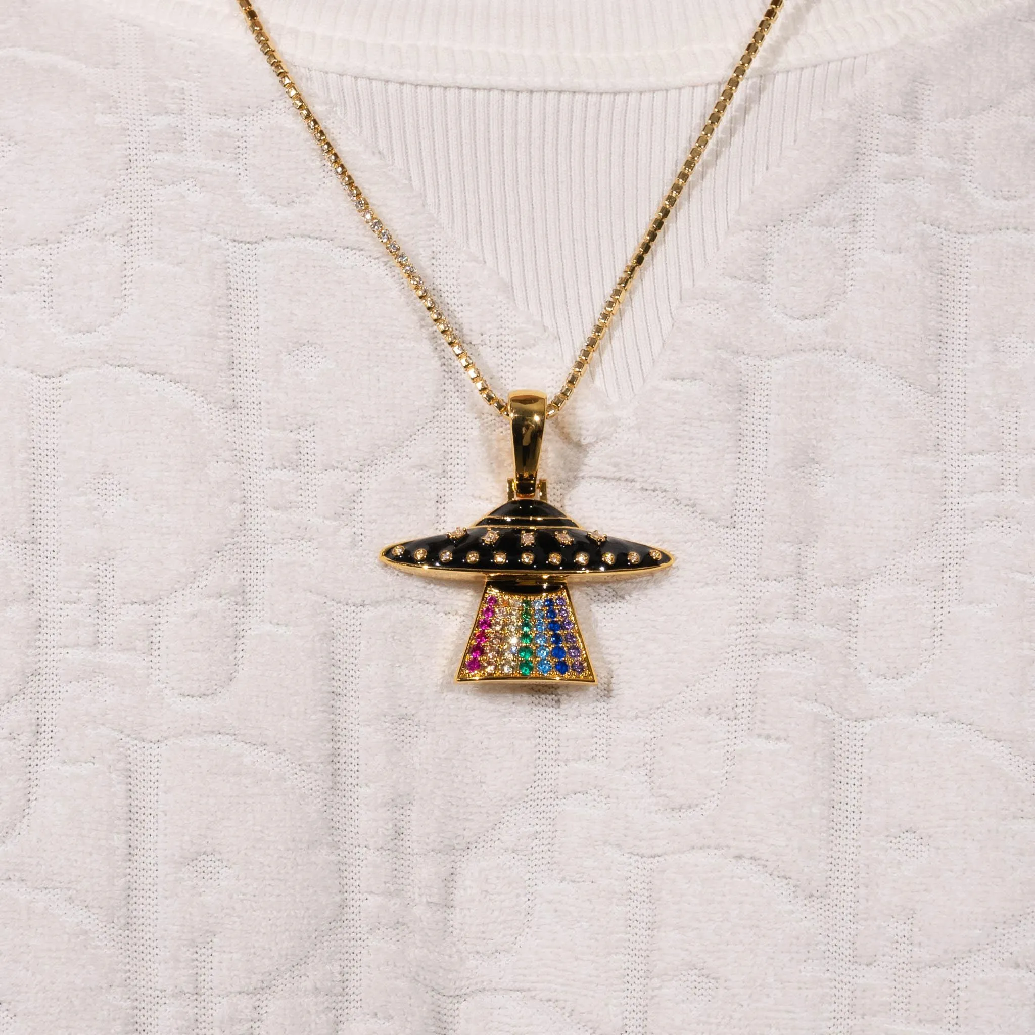 Iced UFO Pendant - Gold