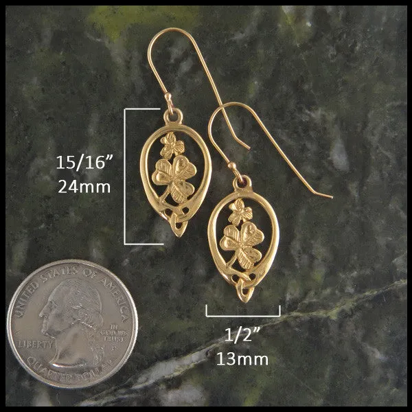 Irish Shamrock Earrings in Gold