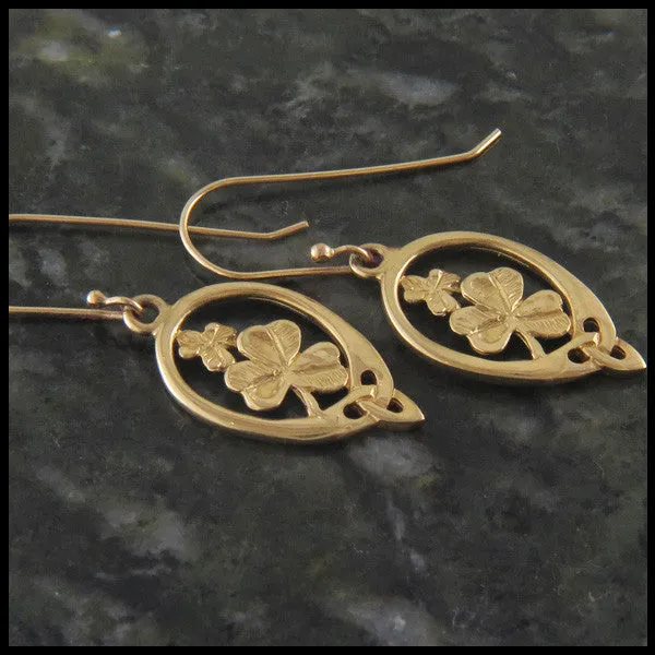 Irish Shamrock Earrings in Gold