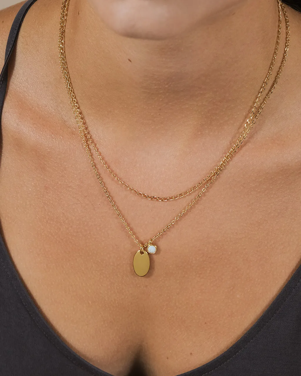 Isla Bezel Opal & Chain Layered Necklace