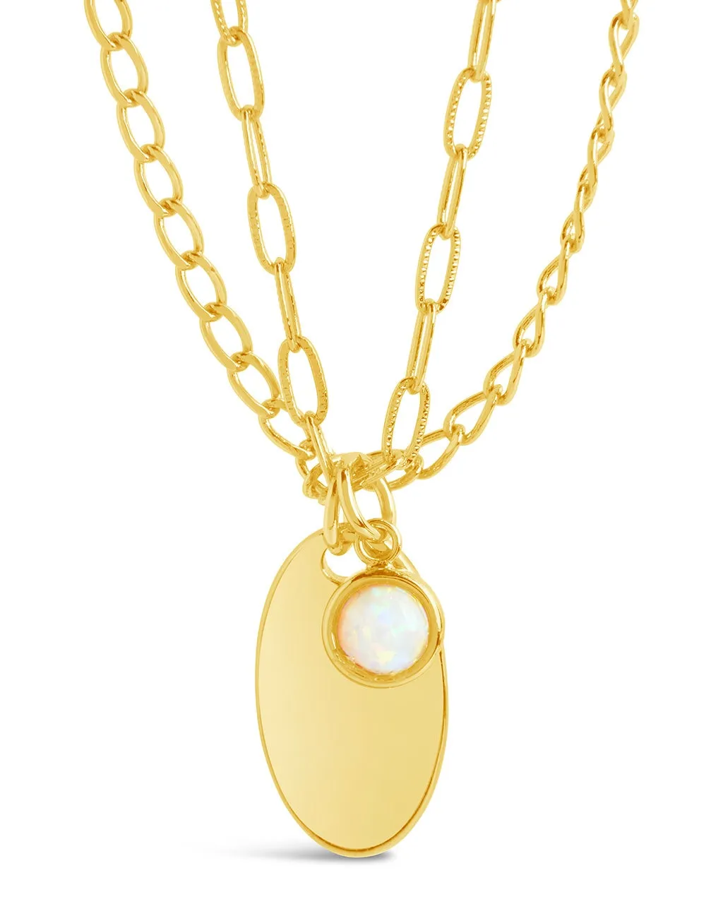 Isla Bezel Opal & Chain Layered Necklace