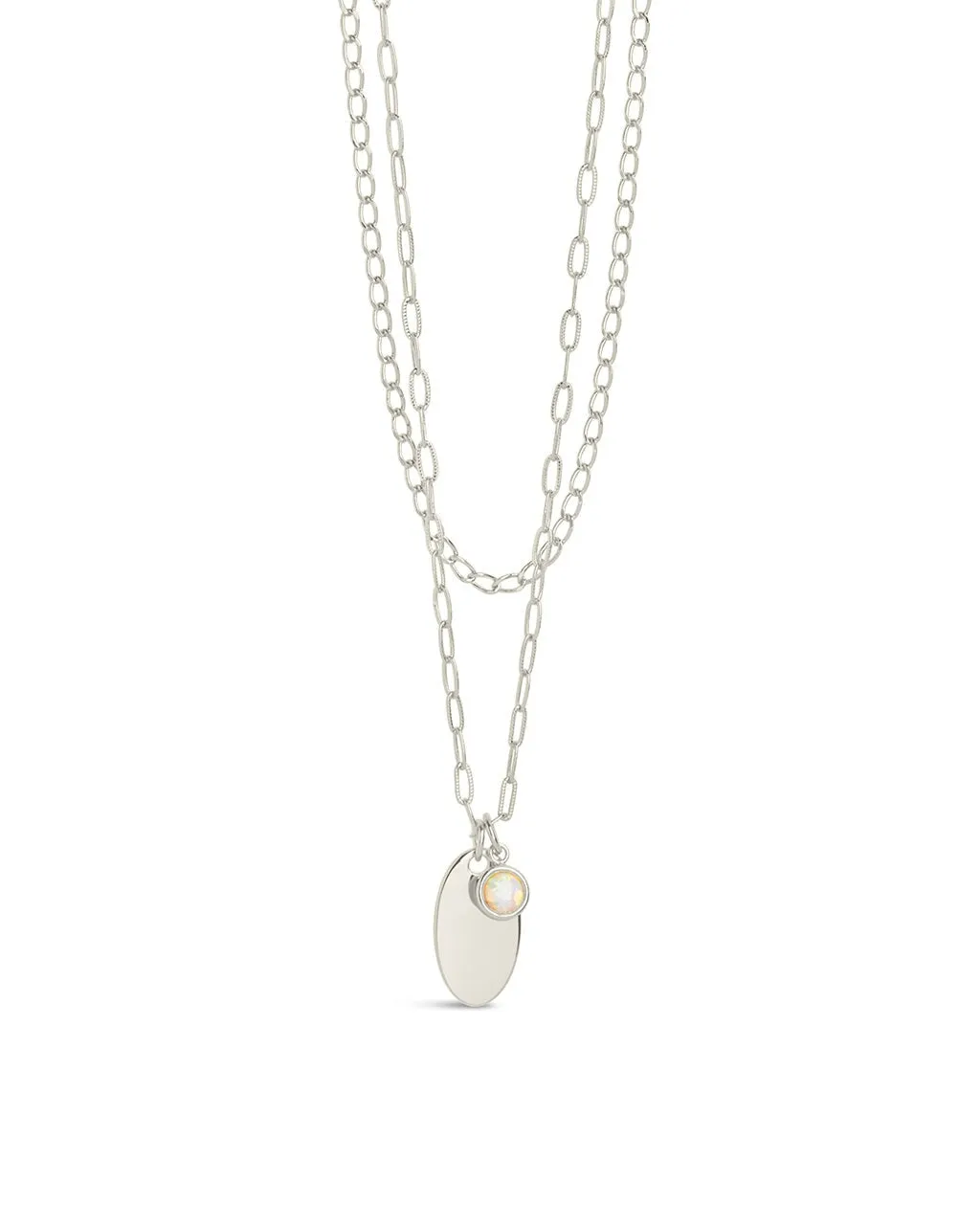 Isla Bezel Opal & Chain Layered Necklace