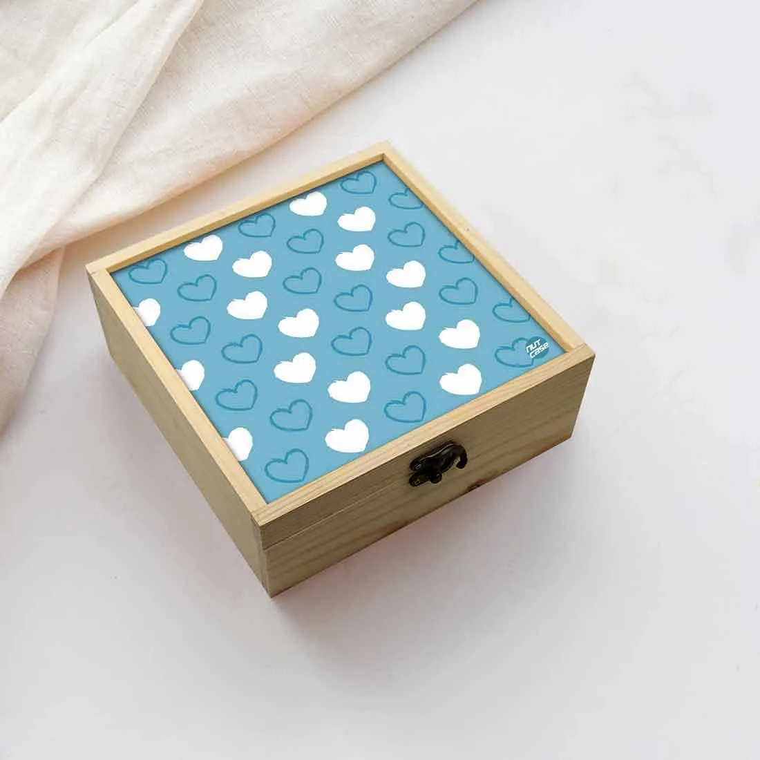 Jewellery Box Wooden Jewelry Organizer -  Blue Heart