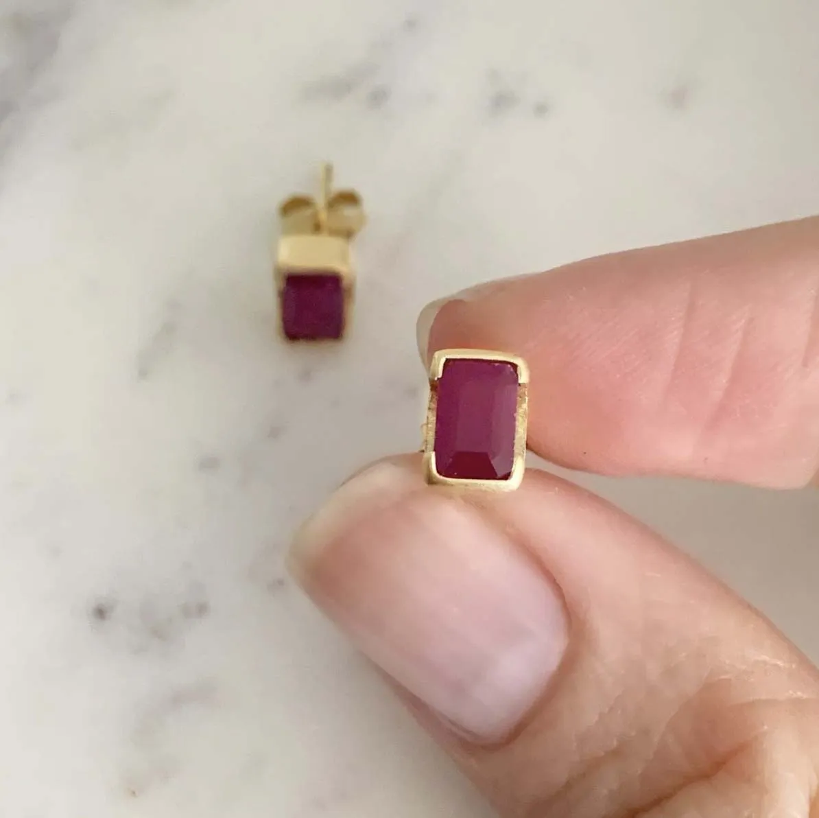 JULY BIRTHSTONE STUDS - RUBY