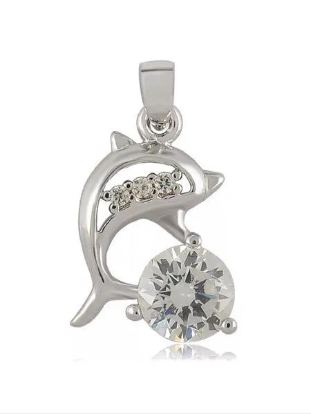 Jumping dolphin CZ Sterling silver