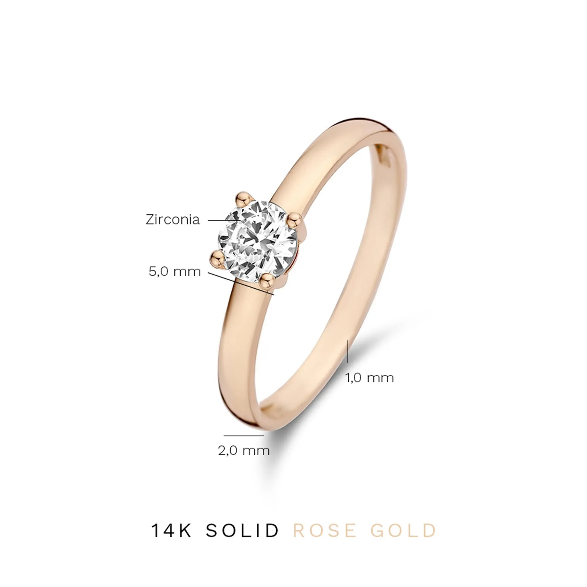 La Concorde Soleil 14 karat rose gold ring with zirconia stone