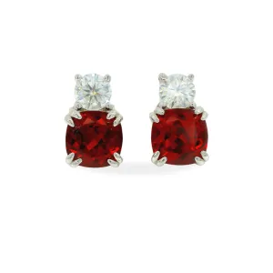 Lab Grown Ruby Silver Stud Earrings