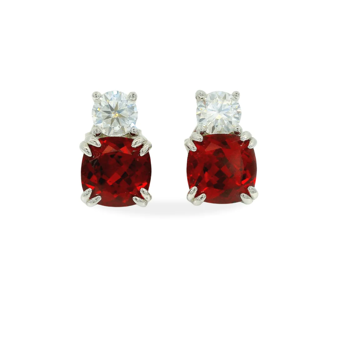 Lab Grown Ruby Silver Stud Earrings