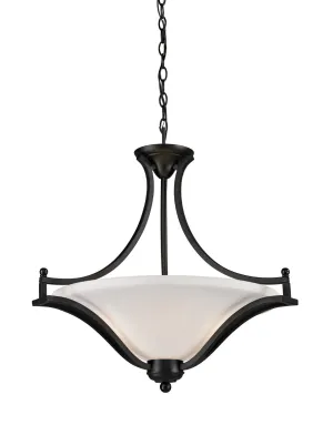 Lagoon 3-Light Pendant in Matte Black with Matte Opal Glass