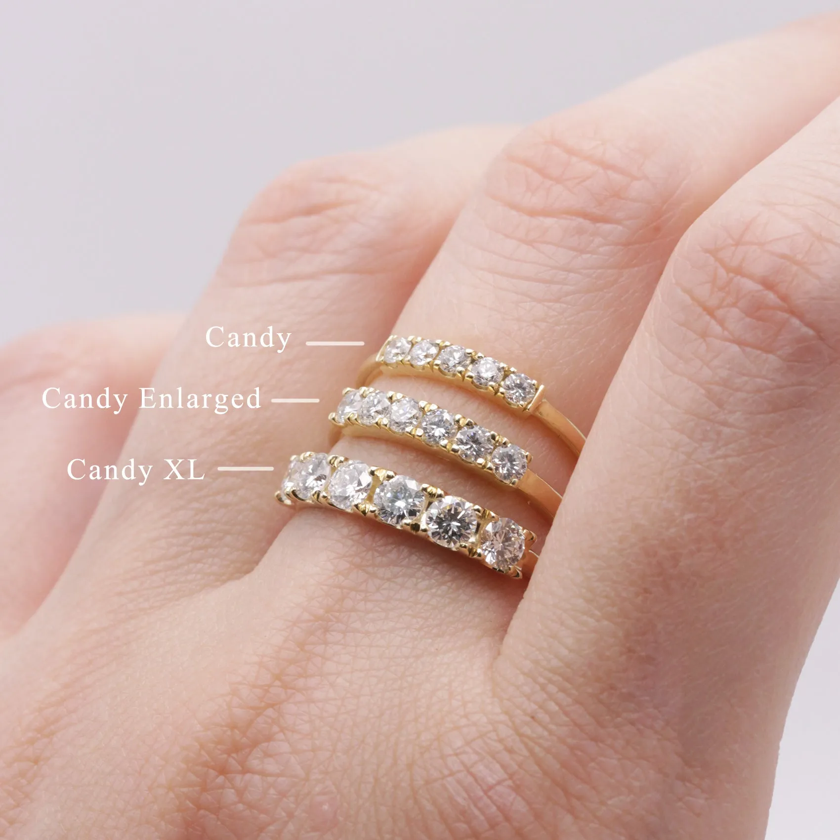 Large Candy Gold Ring White Diamonds