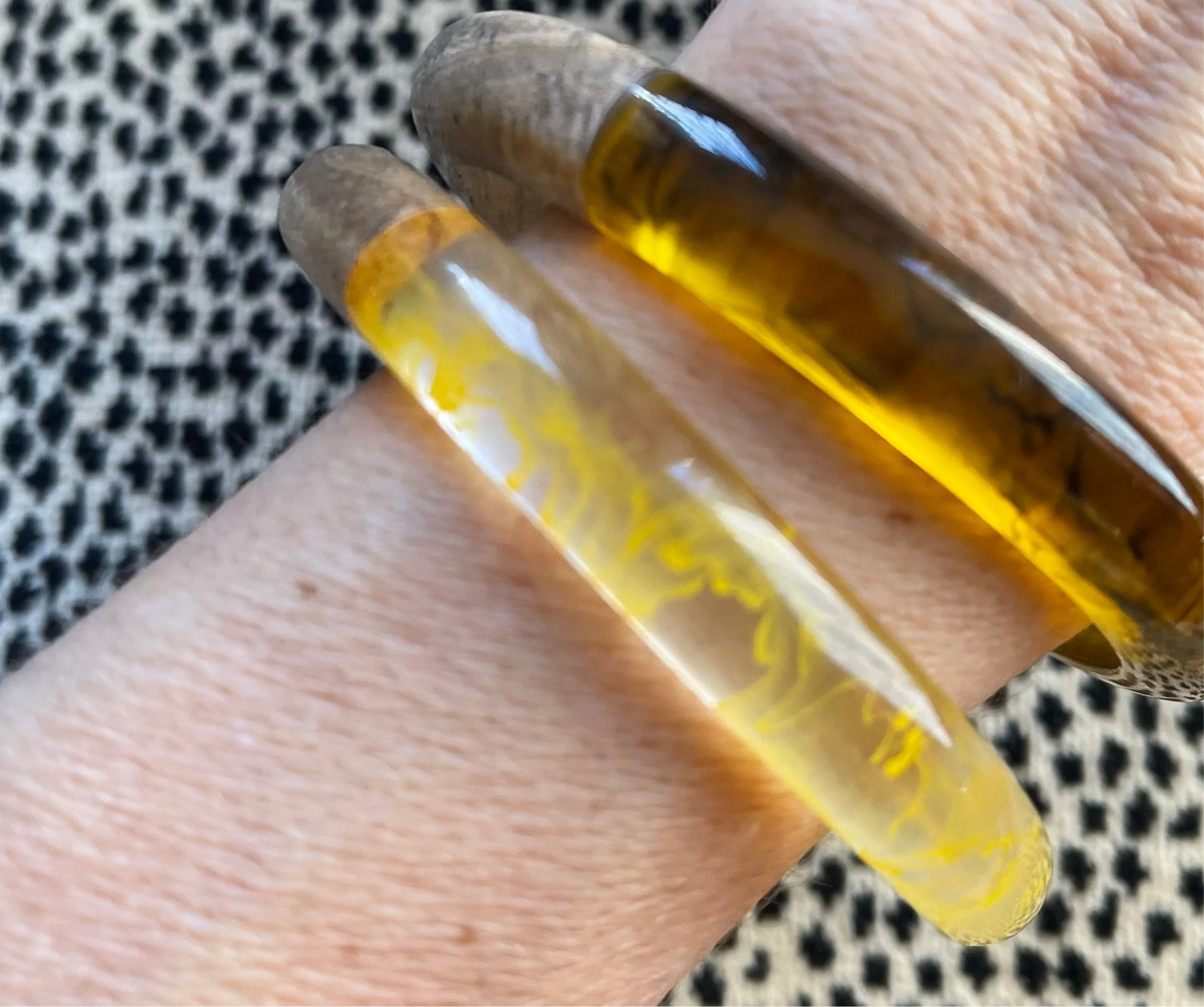 Light Yellow Resin and Wood Bangle