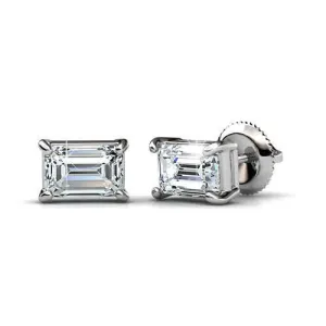 Limited 0.80CT Emerald Cut Diamond Stud Earrings in 14kt White Gold