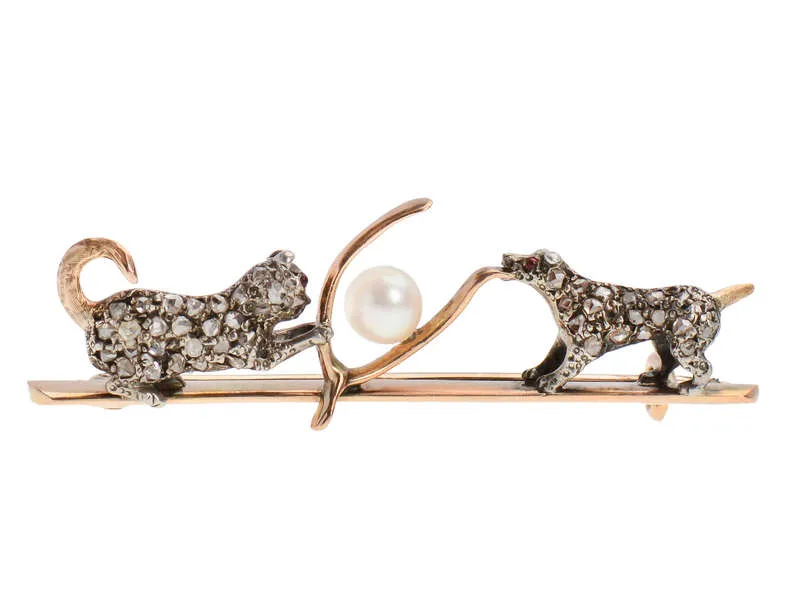 Lucky Break - Dog & Cat Wishbone Brooch