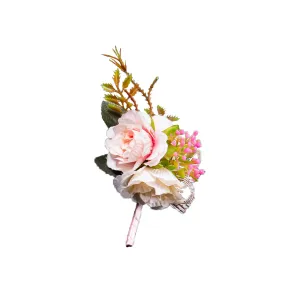 Luxury Pink White Rose Floral Lapel Pin For Wedding