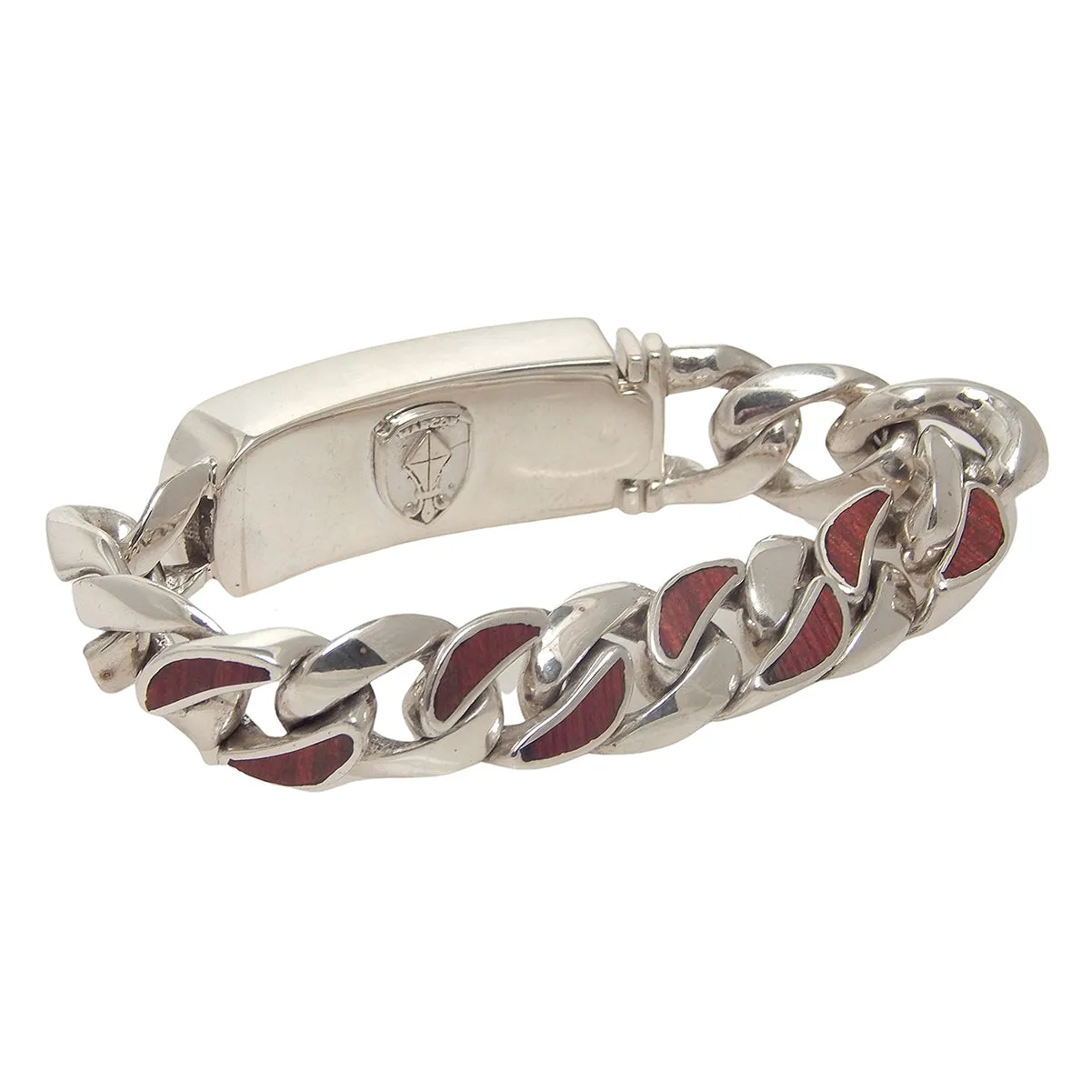 MARCOS - "MULTI-WOOD" ID Bracelet in Sterling Silver