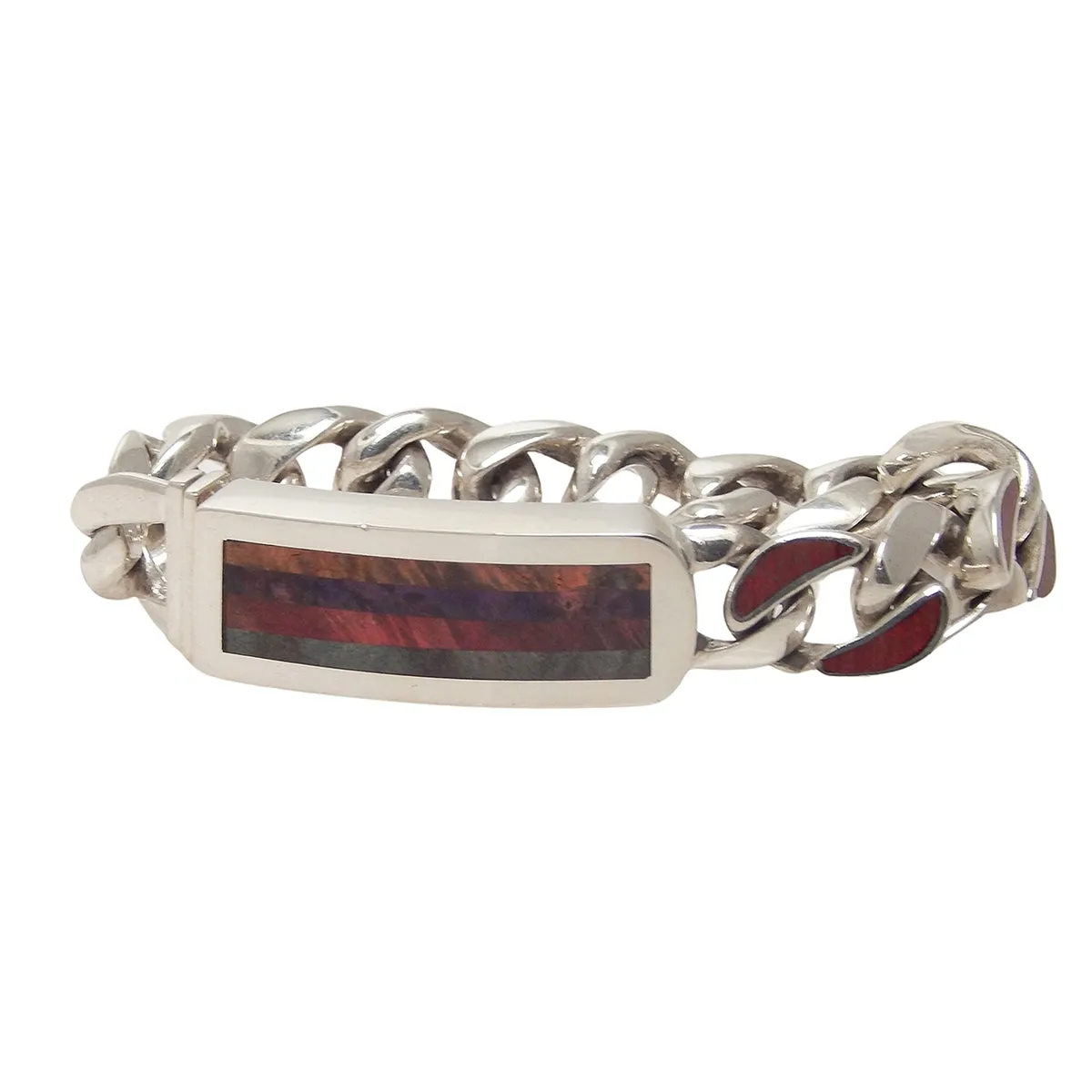 MARCOS - "MULTI-WOOD" ID Bracelet in Sterling Silver