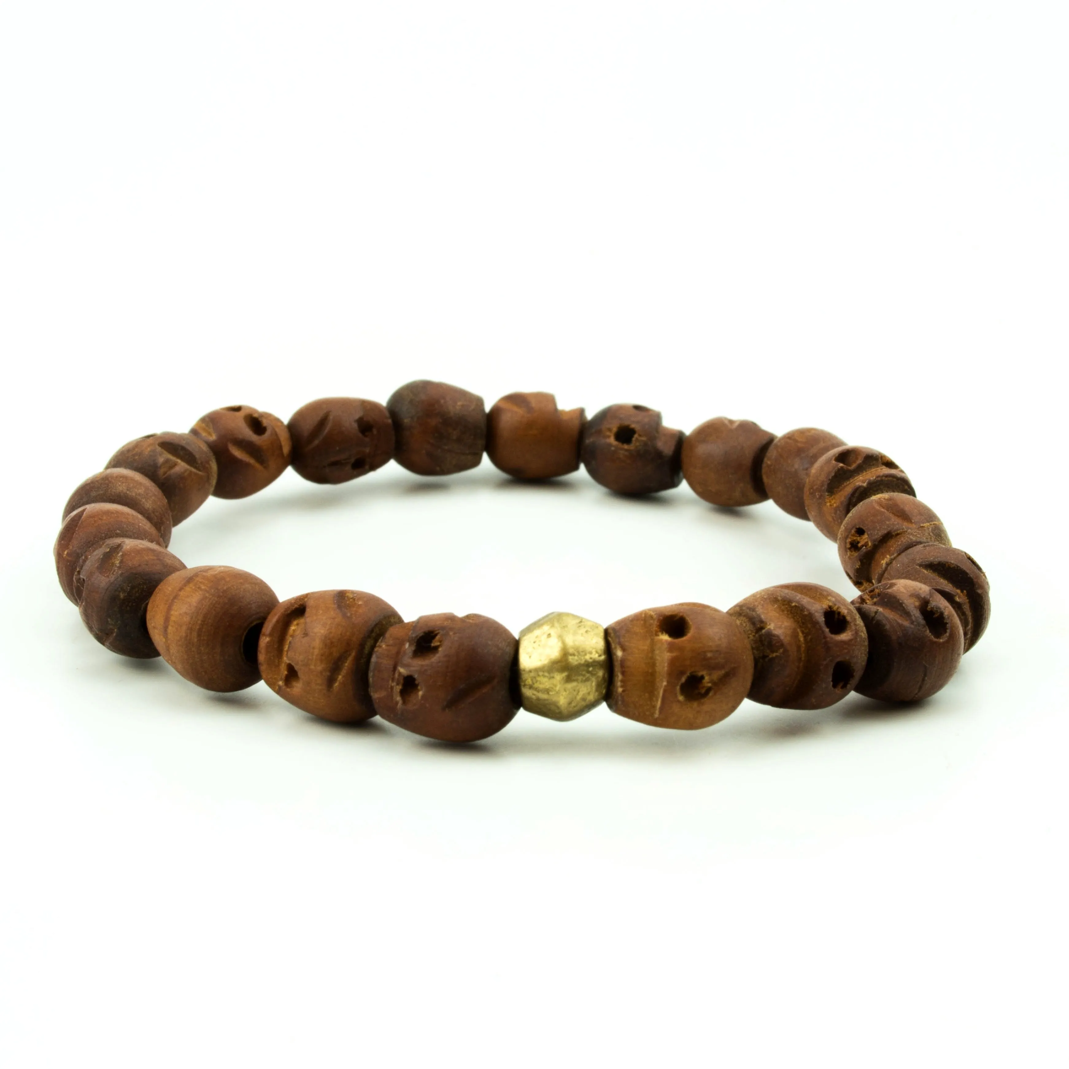 Men's Brown Wood Skull