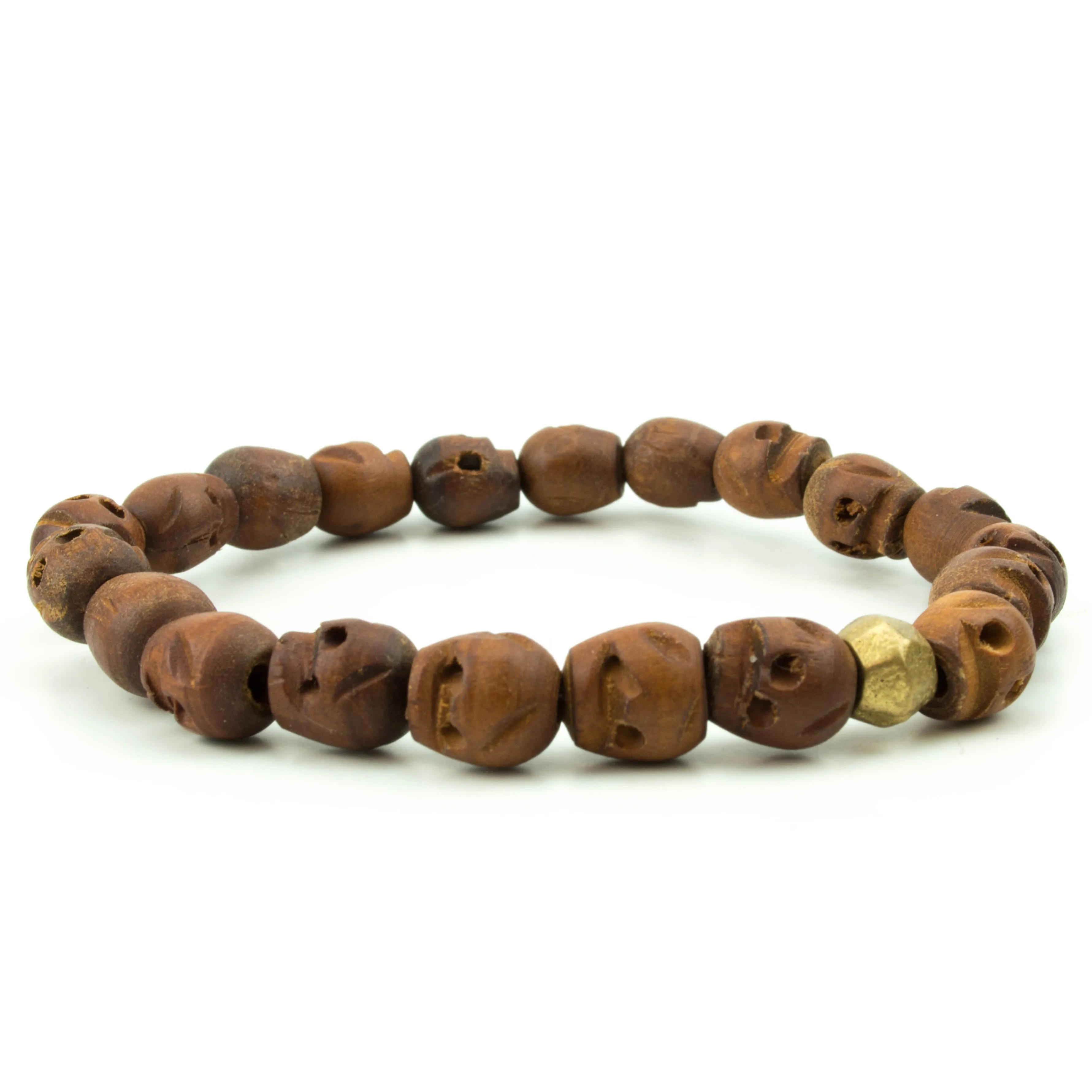 Men's Brown Wood Skull