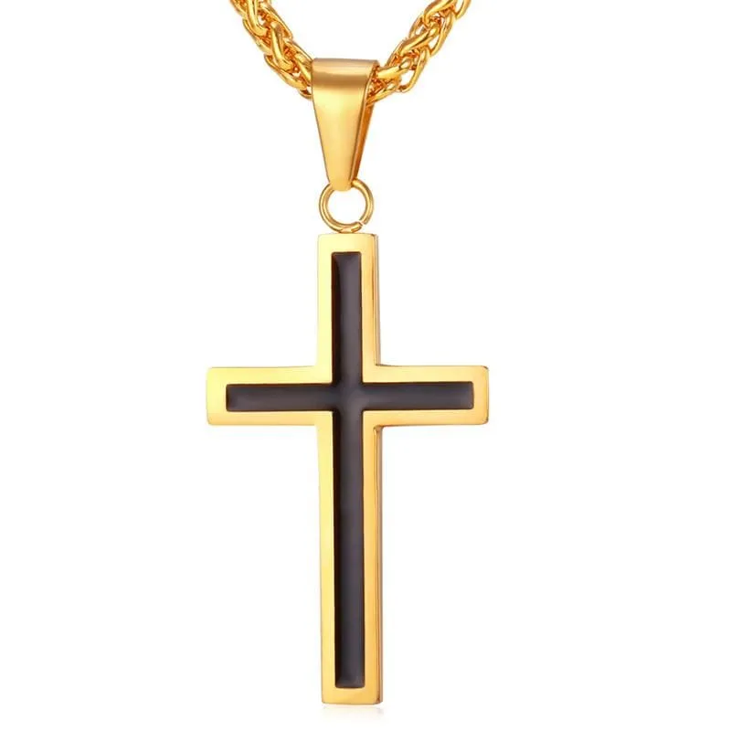 Men's Christian Necklace <br> Black And Gold