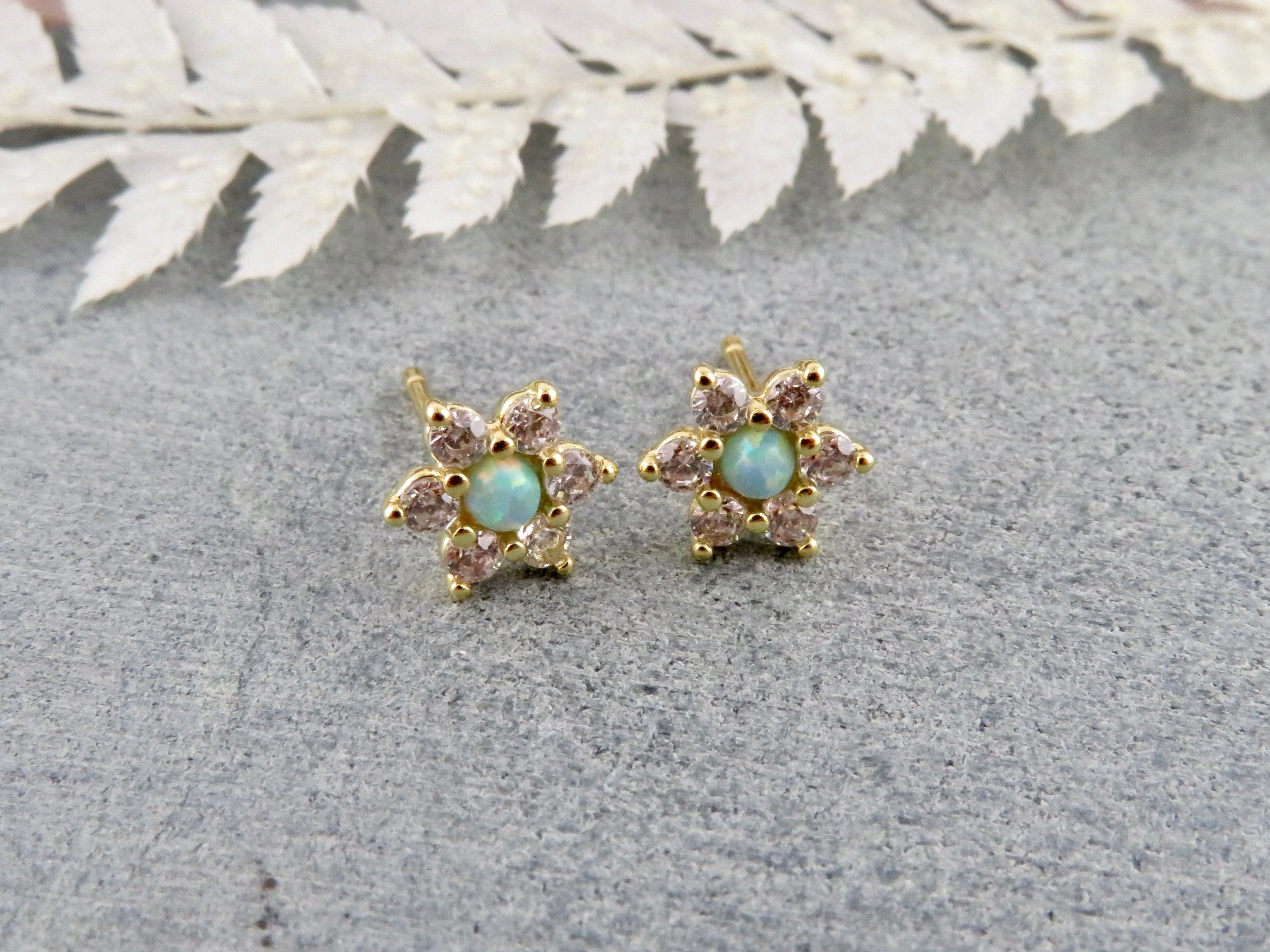 Mini Opal Flower Post Earrings