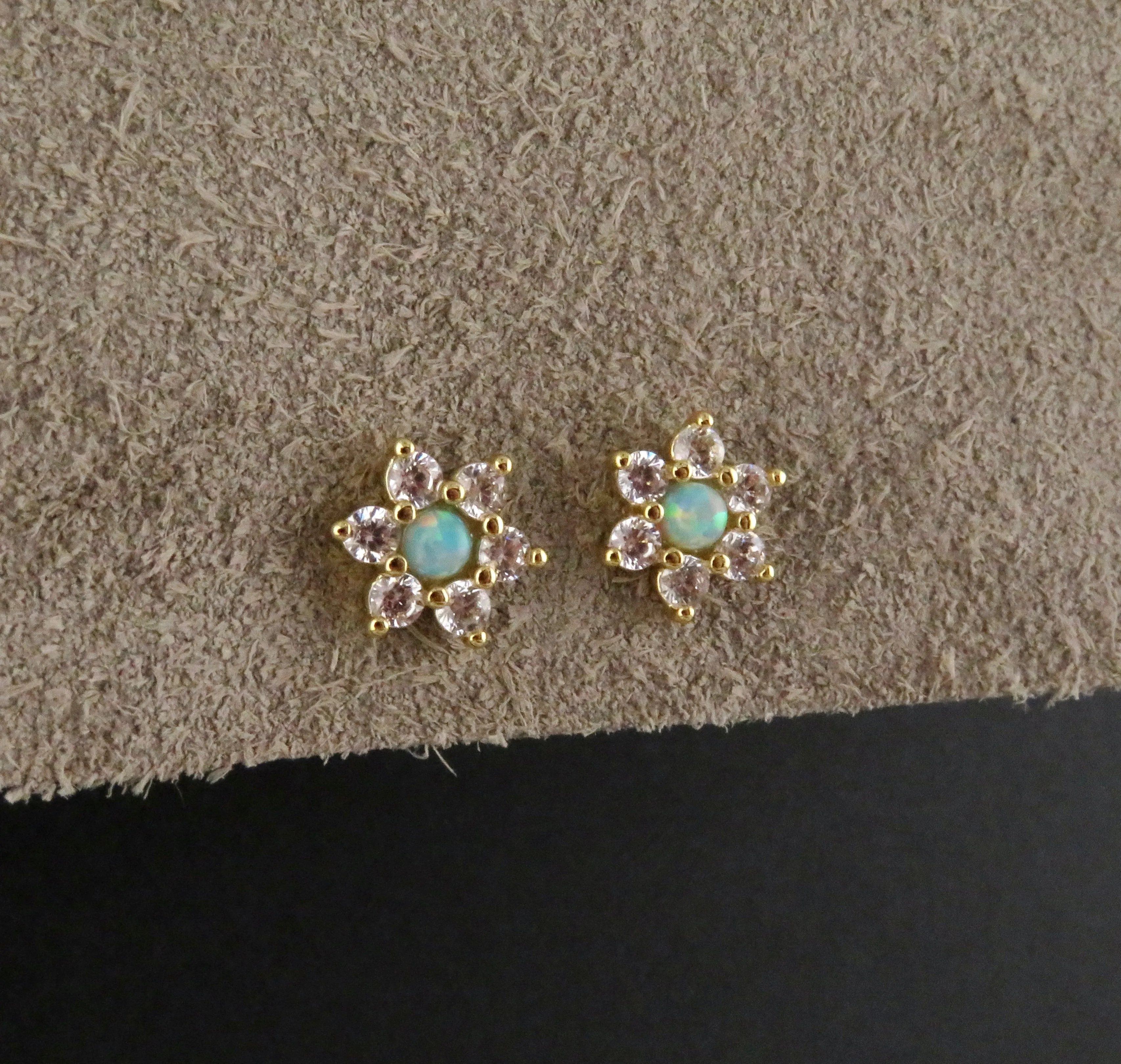 Mini Opal Flower Post Earrings