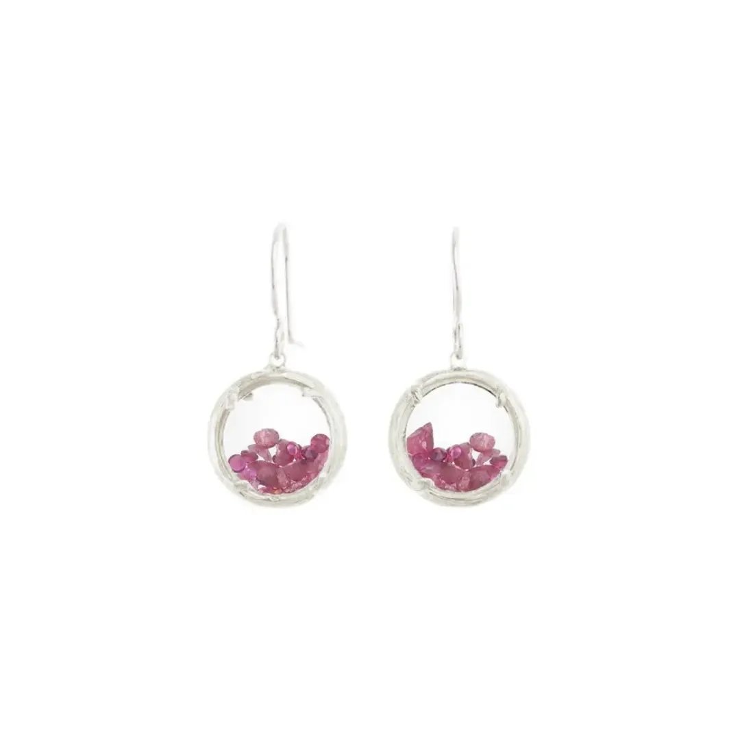 Mini Silver Ruby Shaker Earrings