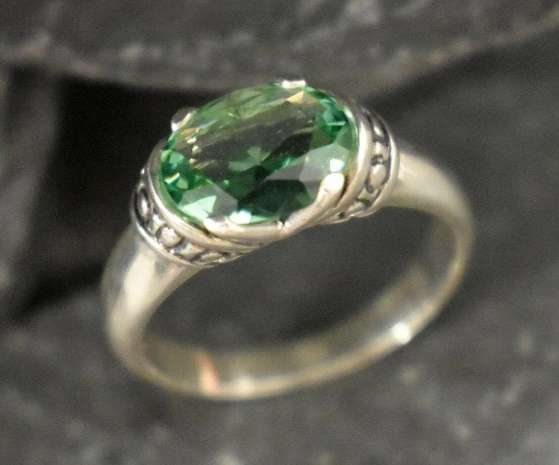 Mint Emerald Ring - Green Solitaire Ring - Vintage Tribal Band