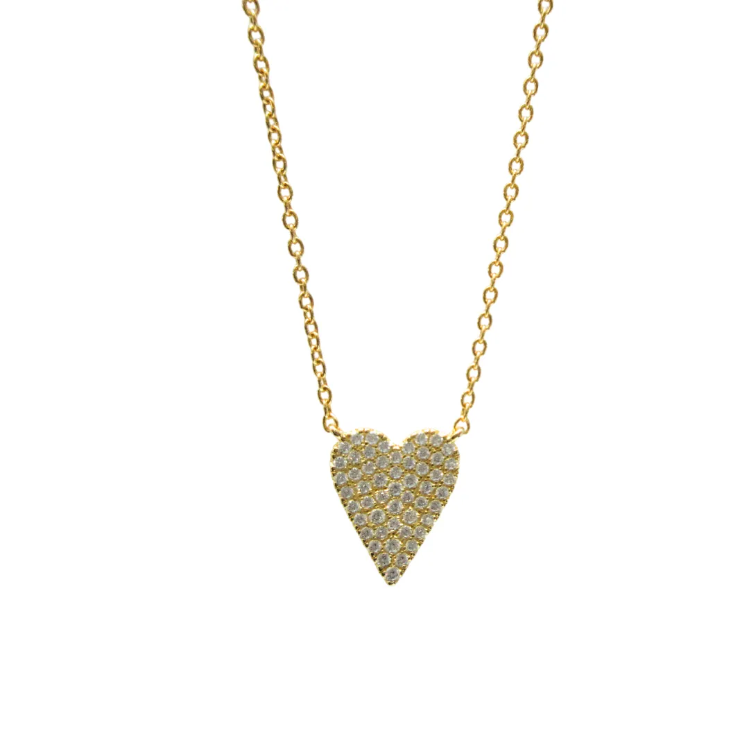 Miss Mimi Sharp Pave Heart on Chain - Gold/Silver