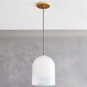 Modern Gold Opal Glass Hanging Light Kit with Ball Shade Inside