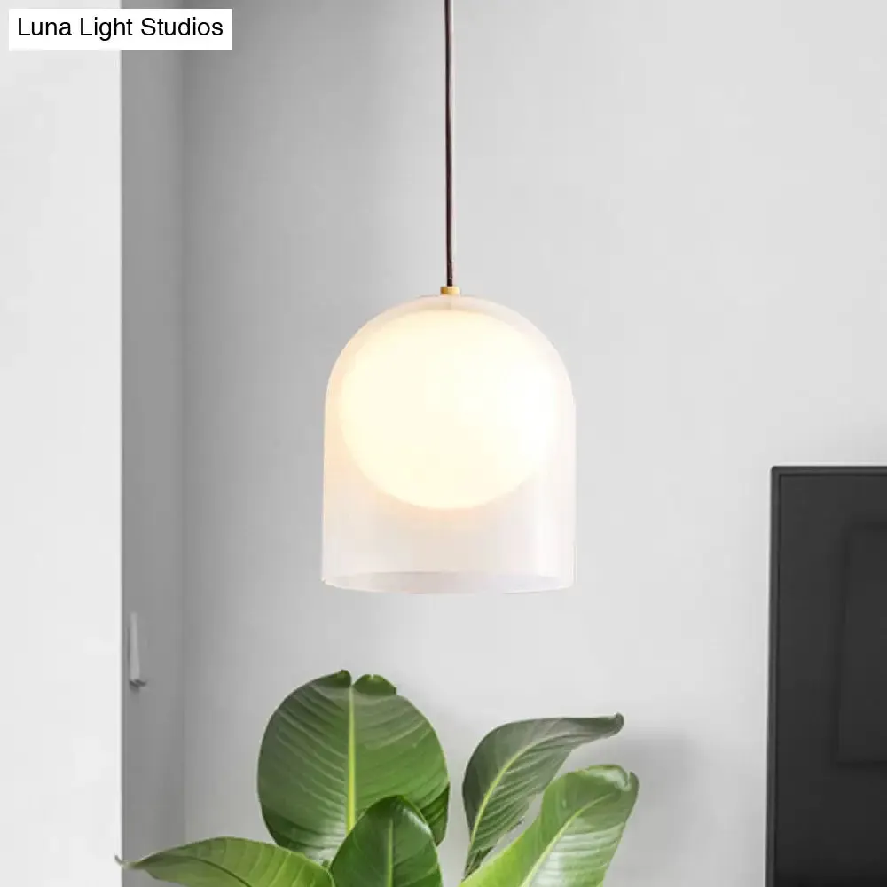 Modern Gold Opal Glass Hanging Light Kit with Ball Shade Inside