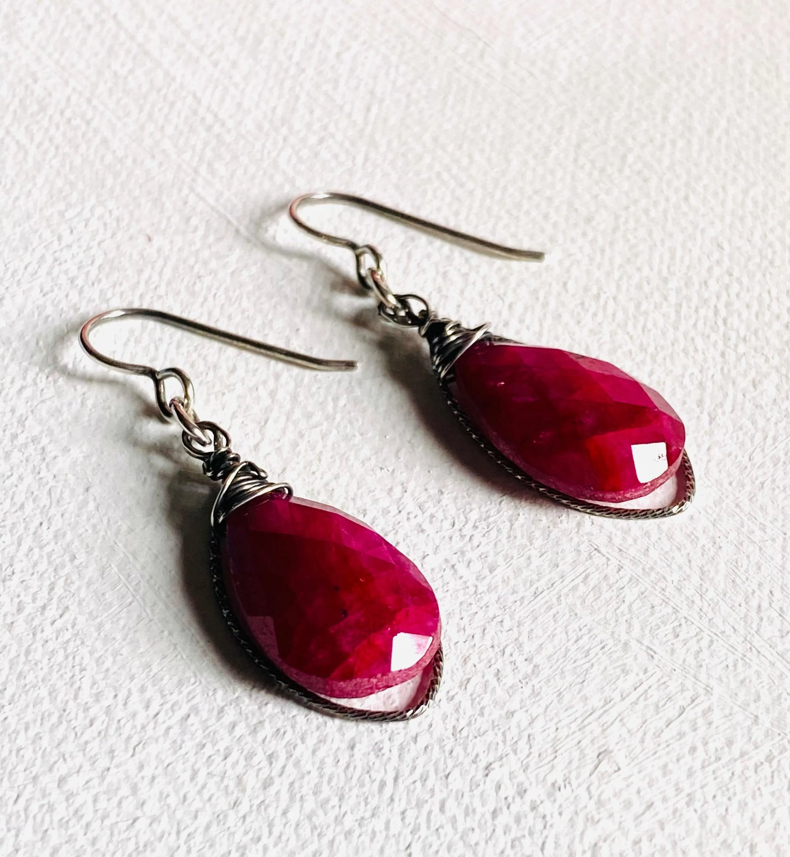 Natural Ruby Earrings, Gemstone Drop Earrings, July Birthstone Earrings