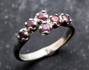 Natural Ruby Ring - Red Bypass Ring - 6 Stone Vintage Ring