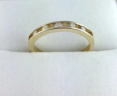 New 9ct Yellow Gold Diamond Half Channel Set Etertnity Ring - Size K