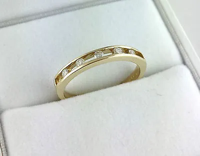 New 9ct Yellow Gold Diamond Half Channel Set Etertnity Ring - Size K