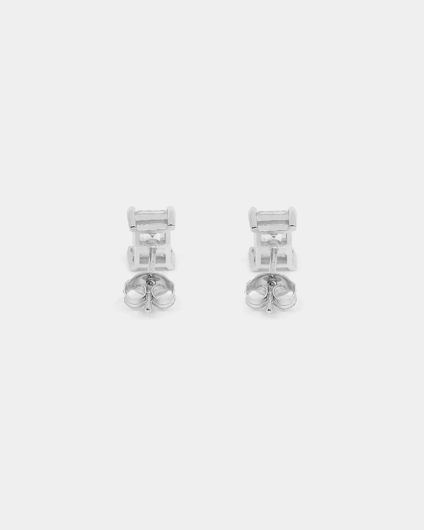 NXS Emerald Cut Earrings Iced White Gold